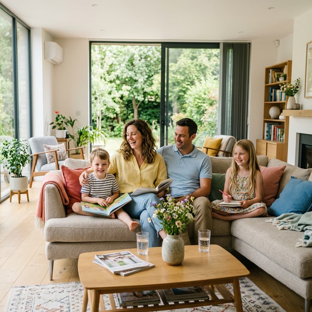 Happy family enjoying HVAC comfort in Dover